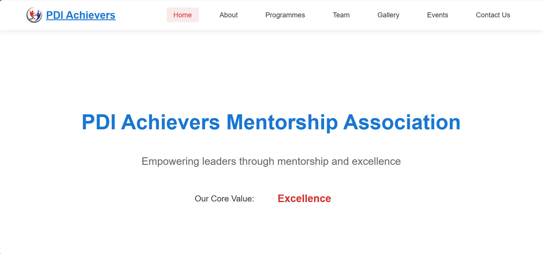 PDI Achievers Mentorship Association website screenshot